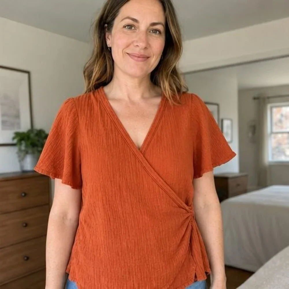 Blue Wrap Blouse